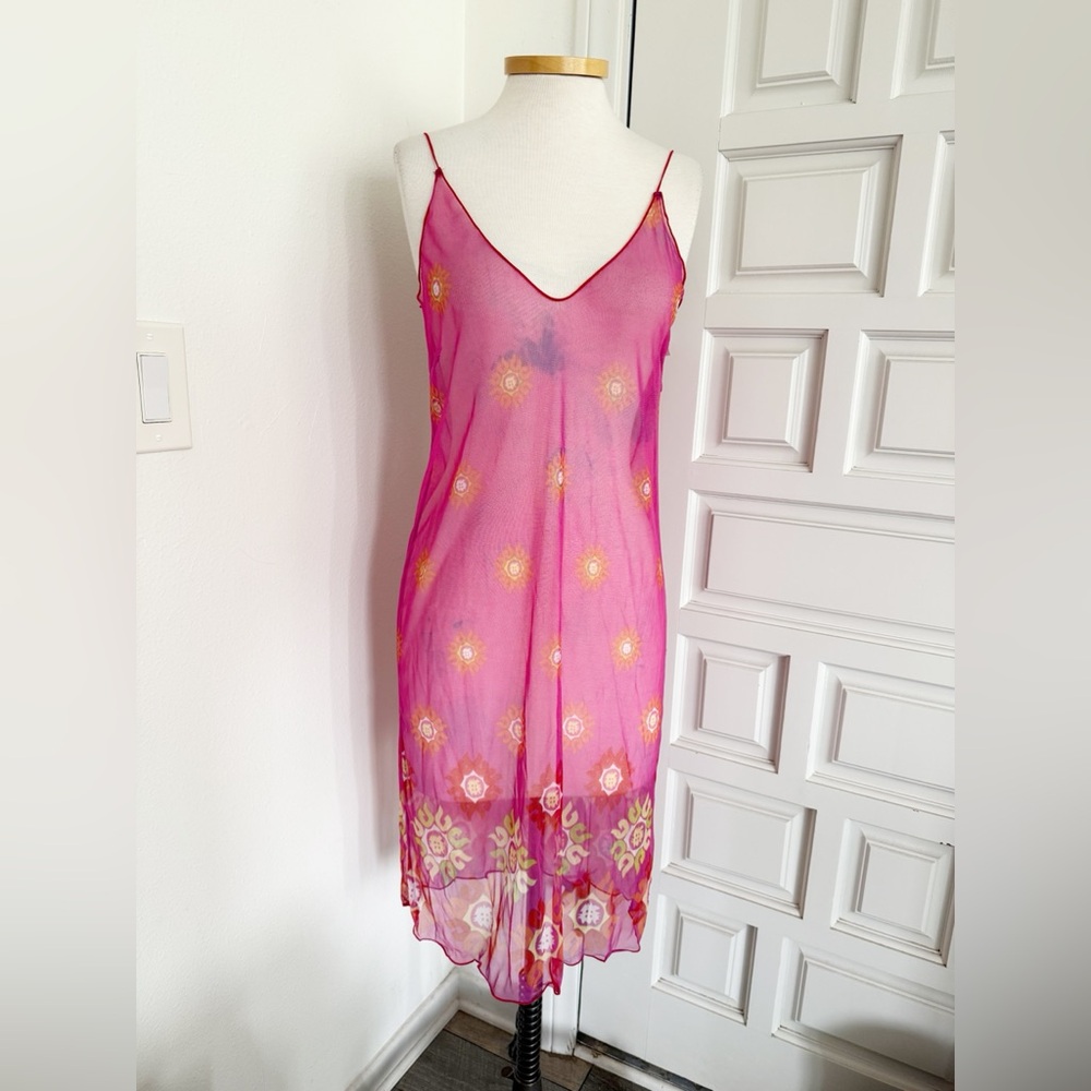 NWT Women’s Secret Chemise Slip Pink Orange Yellow Floral Sheer Sexy Size Large